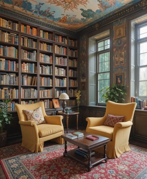 Artistic Library Walls