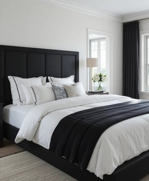 Black Headboard for a Defined Centerpiece