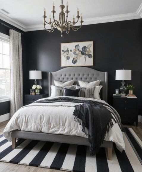 Black and Grey Striped Rug