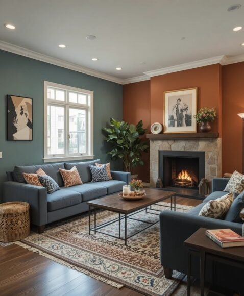 Colorful Accent Wall to Brighten the Space