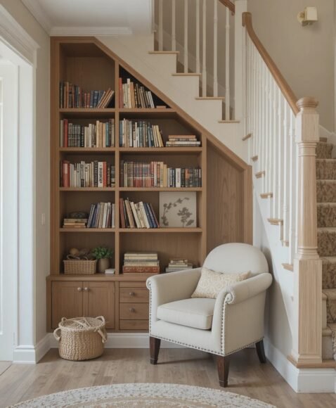 Compact Under-Stairs Library
