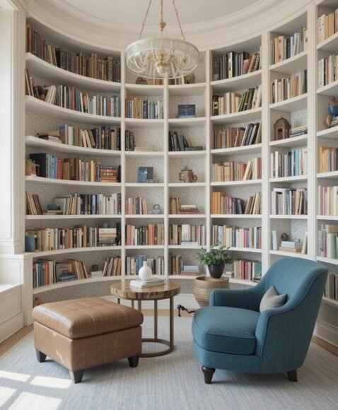 Library with Curved Shelves