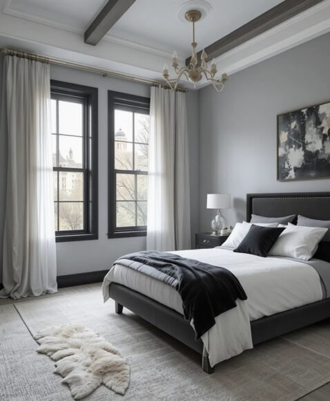 Light Grey Walls With Black Window Frames