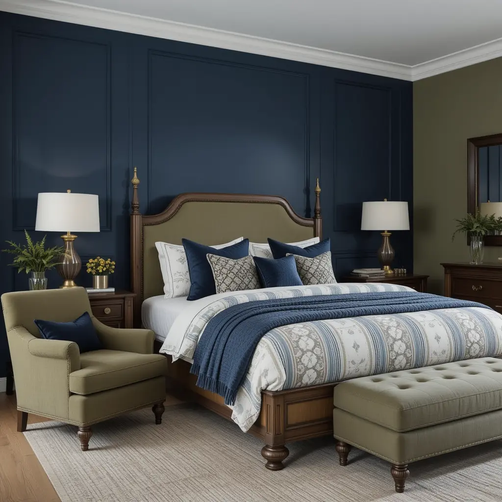 Olive Green with Deep Navy