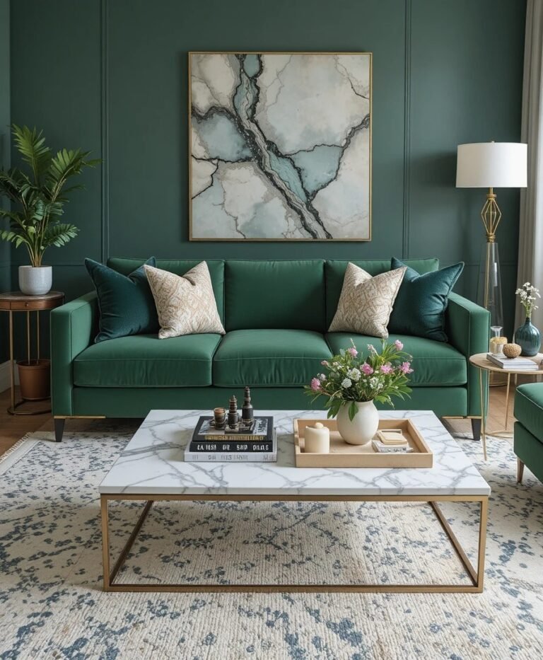 Striking Green Couch Living Room Decor Ideas