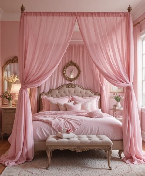 Pink Bed Canopy for a Dreamy Retreat