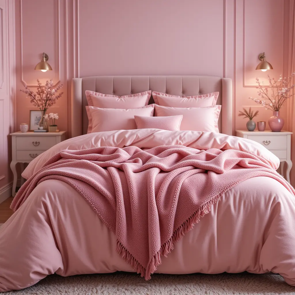 Pink Bedding with Matching Throw Blankets