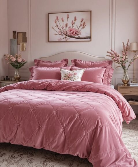 Pink Velvet Bedding for a Touch of Luxury