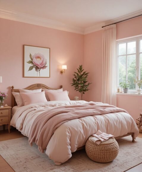 Soft Blush Walls for a Warm, Relaxing Atmosphere
