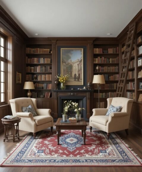 Vintage Library with Ladder