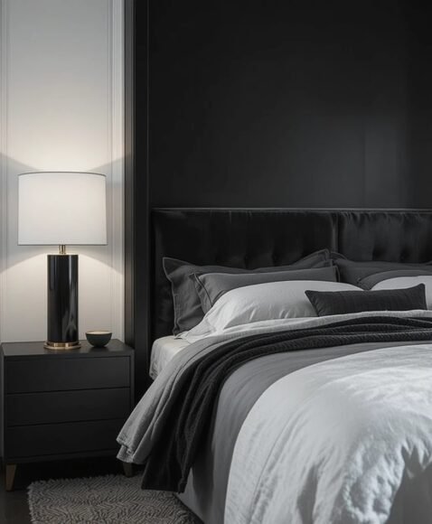 White Lampshades with Black Bases for Balanced Lighting