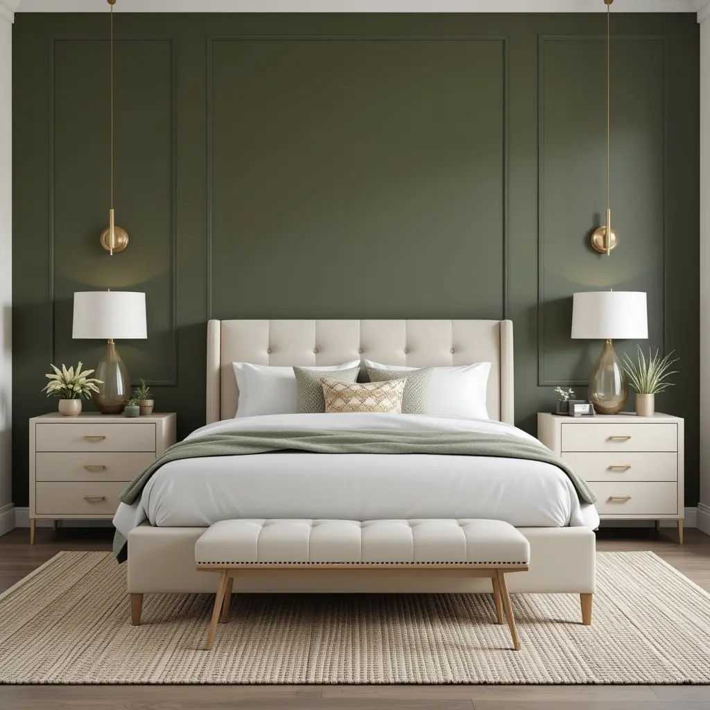 Deep Olive Green Accent Wall