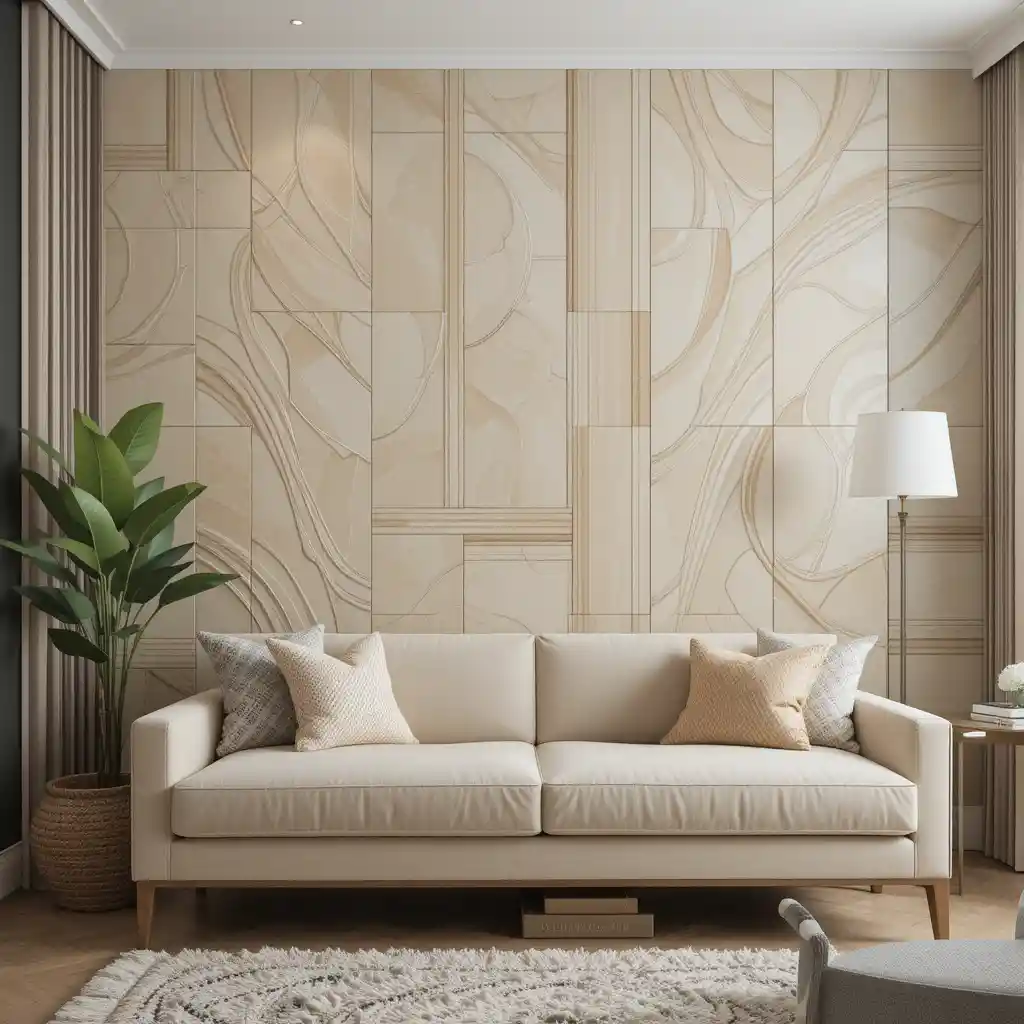 Beige Tiled Accent Wall