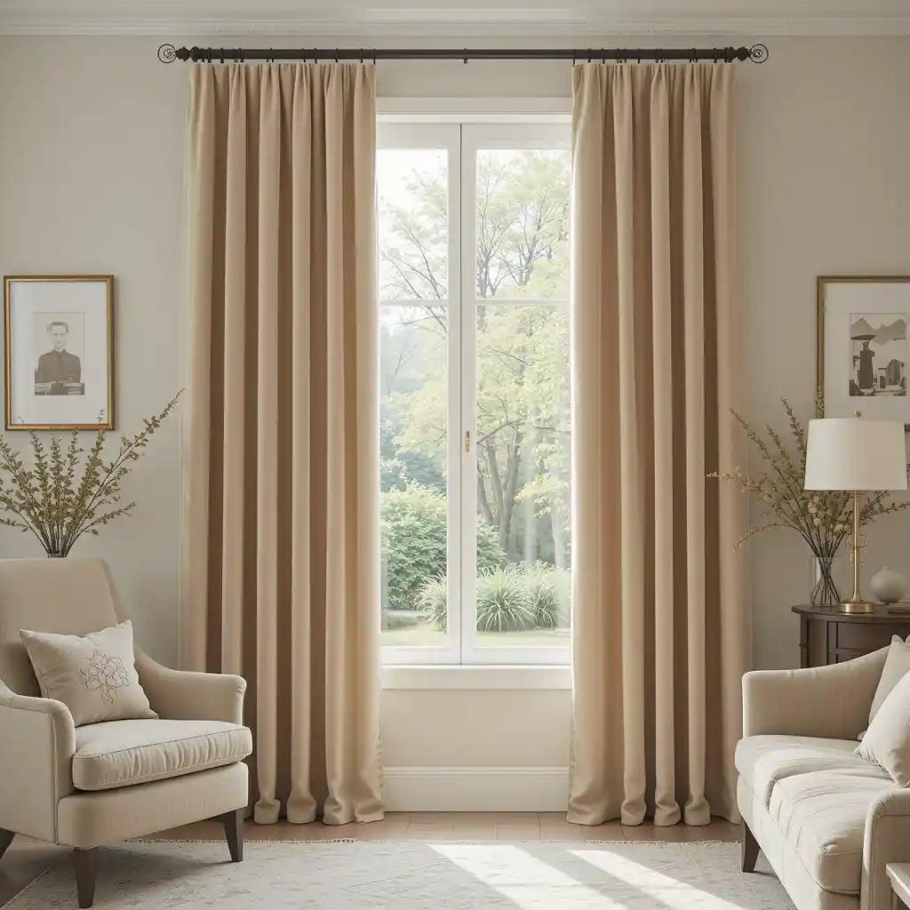 Beige Velvet Curtains