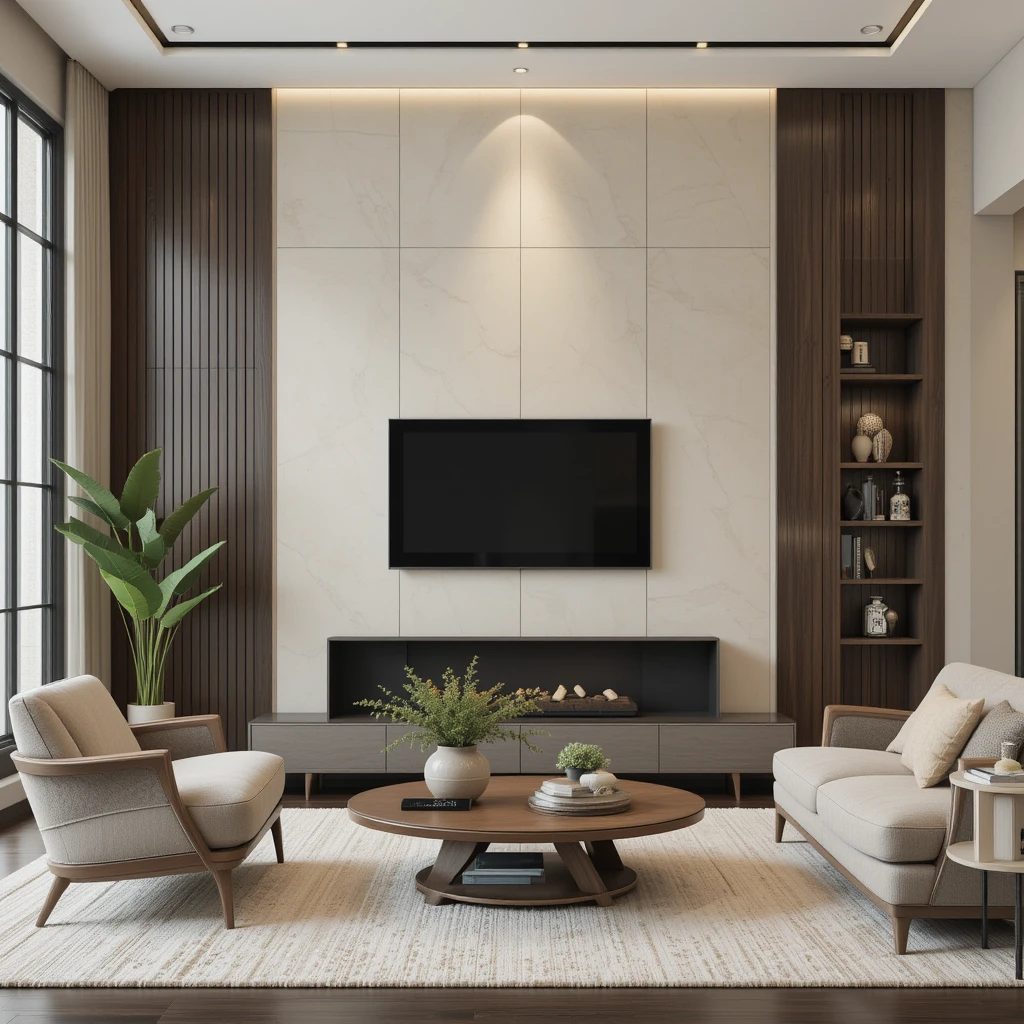 Beige Wall Panels with Dark Accents