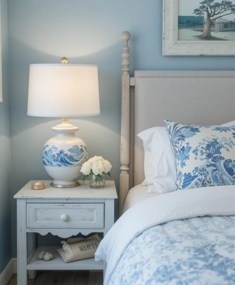 Blue and White Coastal Lamps