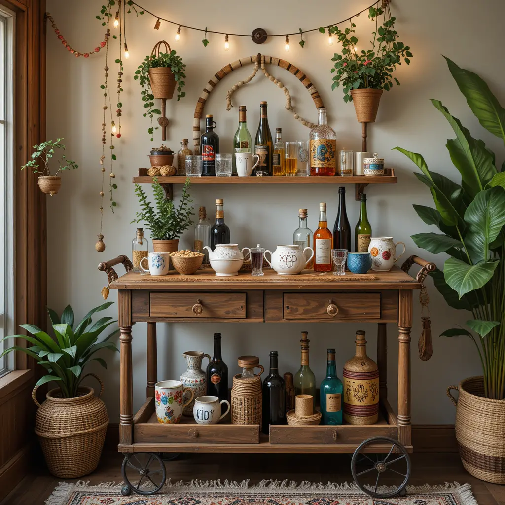 Boho-Inspired Bar Area for Entertaining
