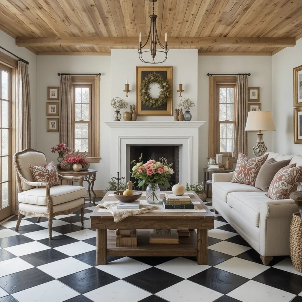 Checkerboard Flooring for a Rustic Touch