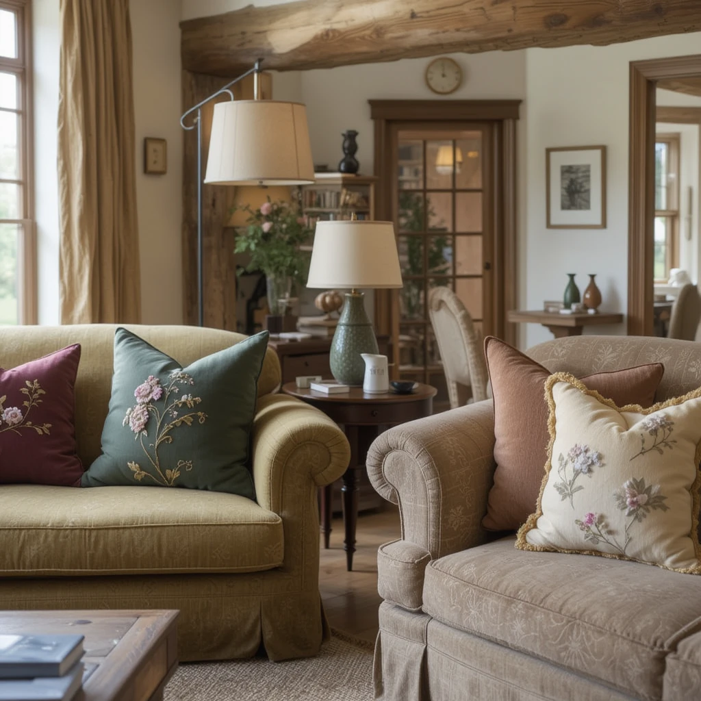 Colorful Throw Pillows on Sofas