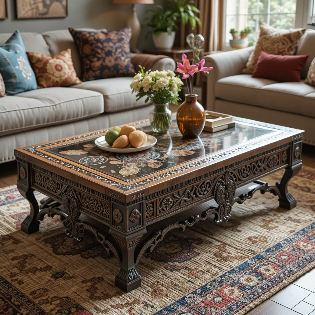 Eclectic Coffee Table with Diverse Materials