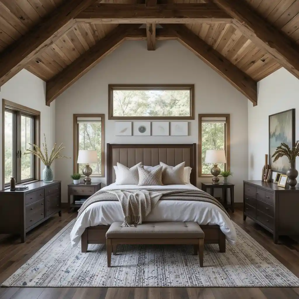 Exposed Wooden Beams and Vaulted Ceilings
