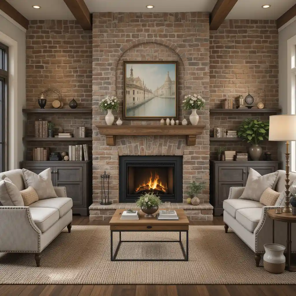Fireplace with Faux Brick