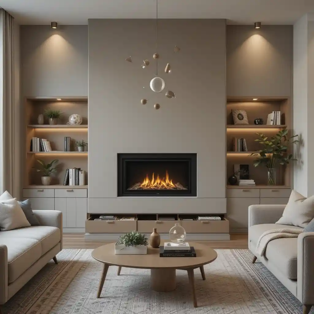 Fireplace with Hidden Storage