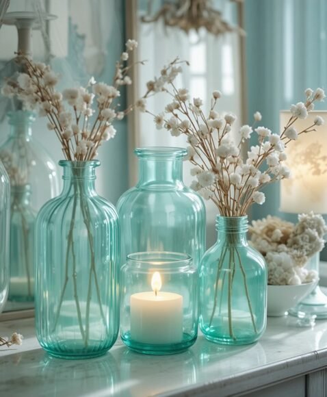 Glass Decor in Seafoam and Aqua