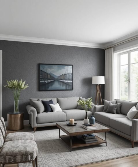 Grey Accent Wall With Artistic Flair