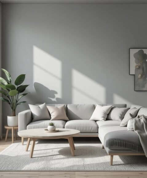 Grey Living Room With Botanical Touches