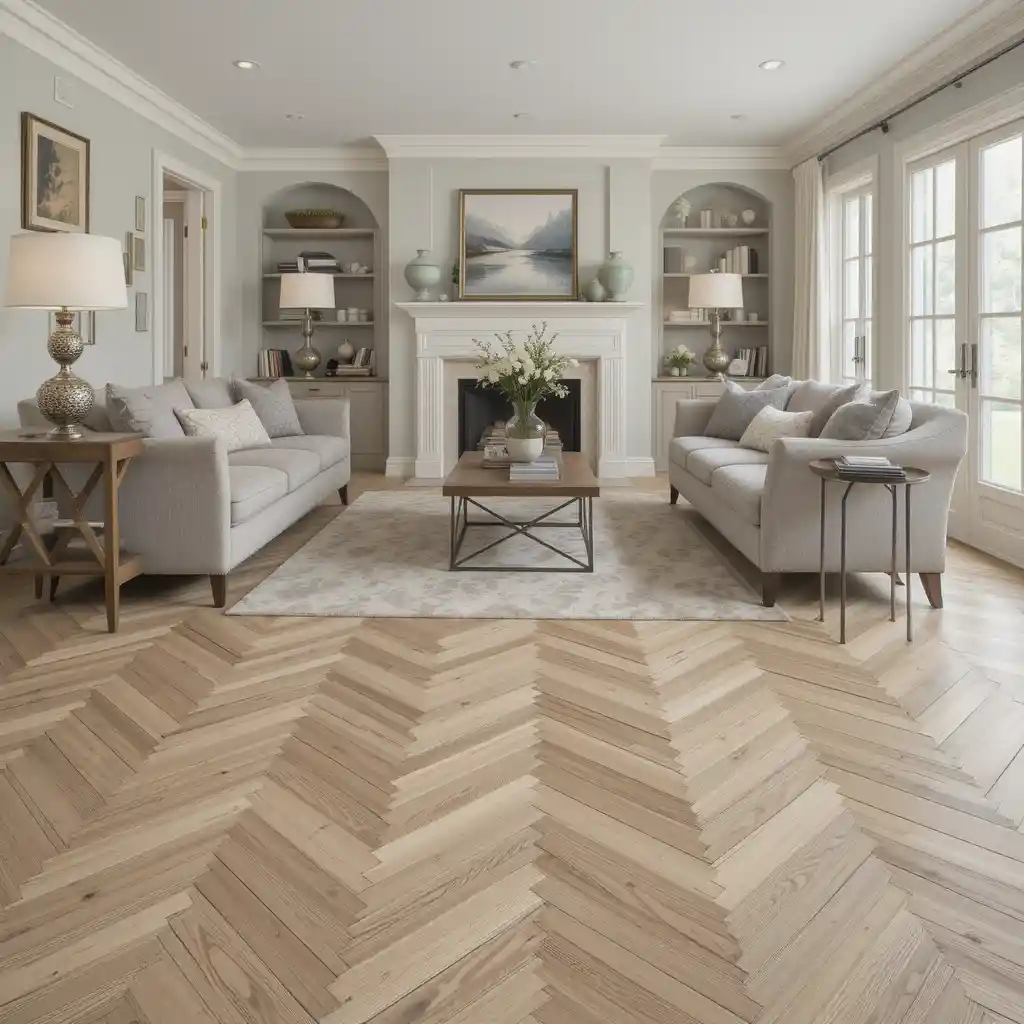 Herringbone Beige Hardwood Floor