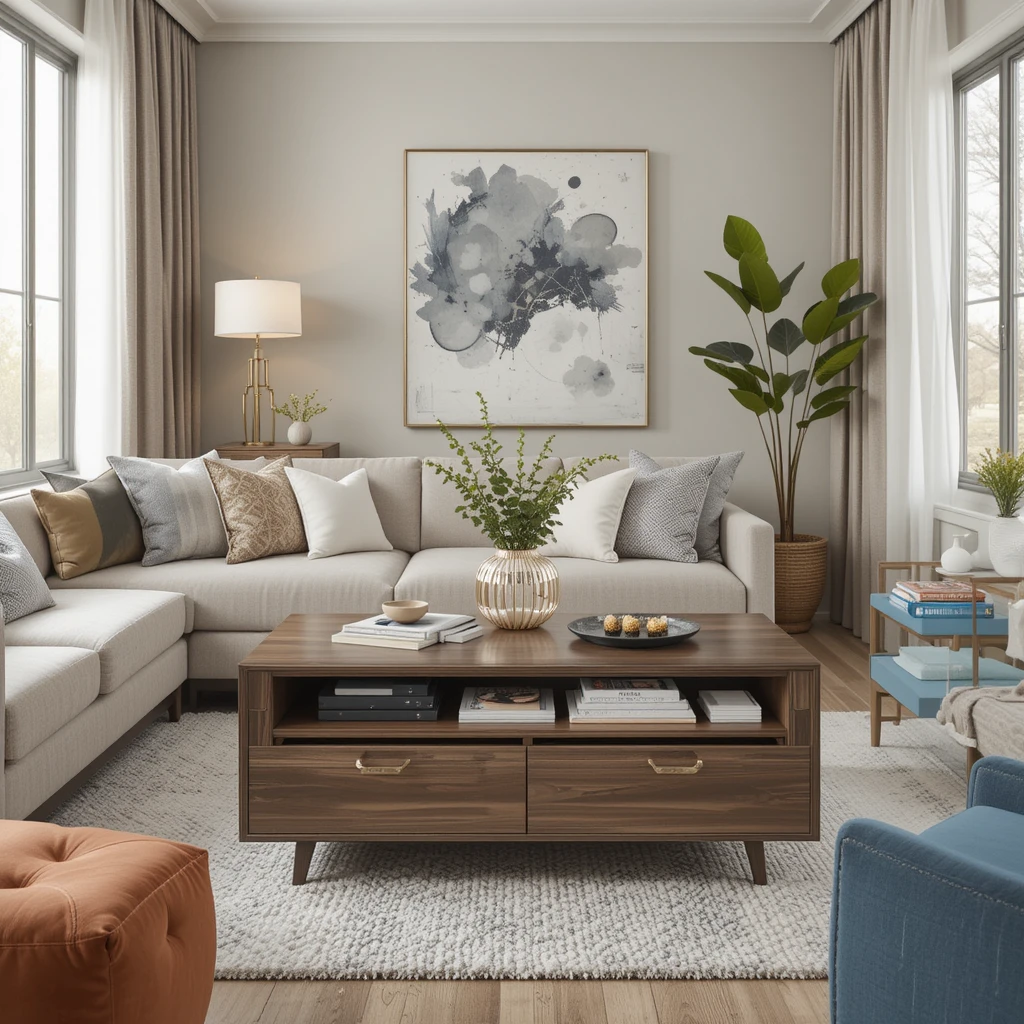 Incorporate a Coffee Table with Storage