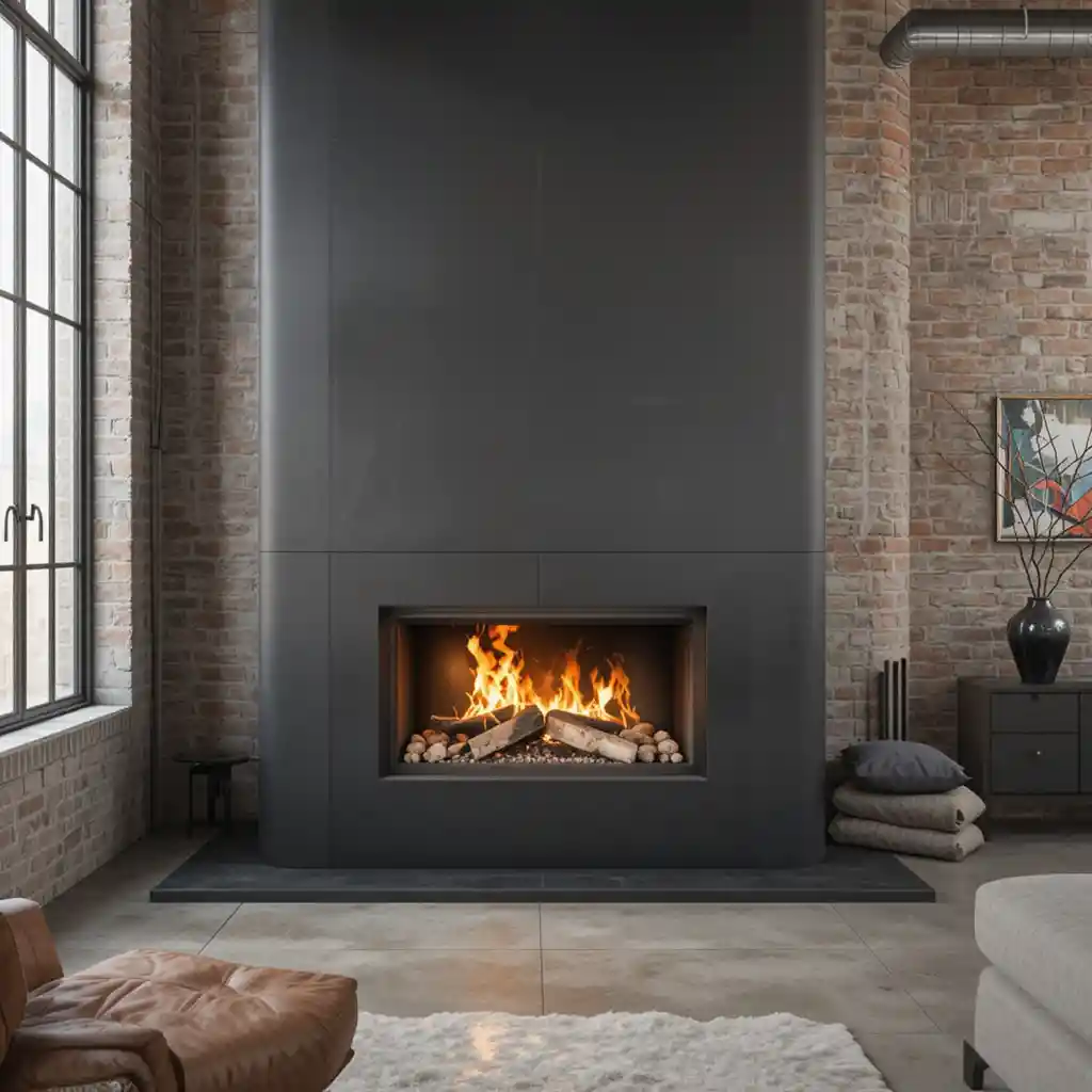 Industrial Steel Fireplace