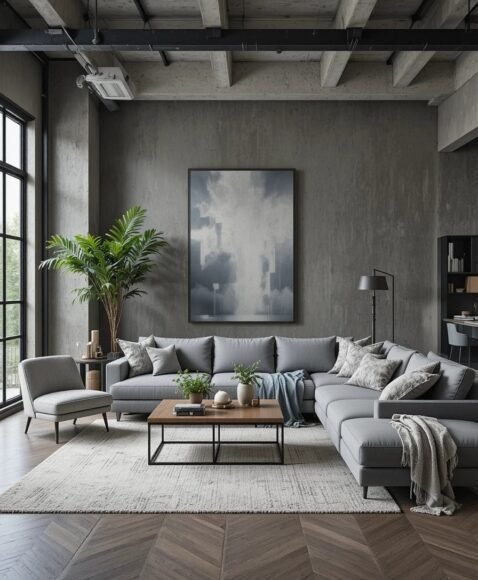 Industrial-Style Grey Living Room