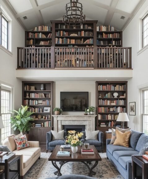 Lofted Library Shelves