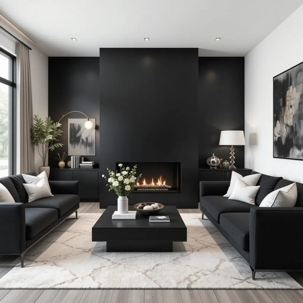 Modern Black Fireplace