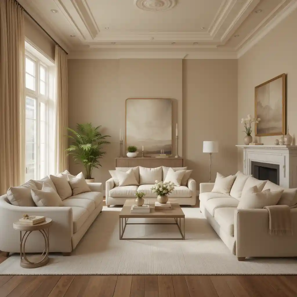Monochromatic Beige Living Room