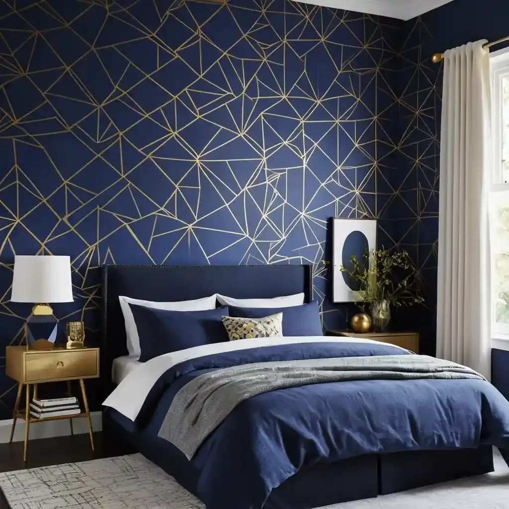 Navy Blue Geometric Wallpaper