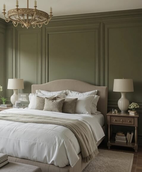 Olive Green Wall Molding Designs