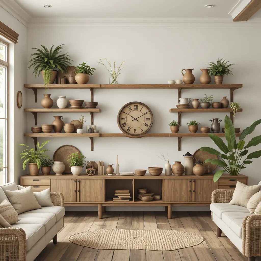 Open Shelving with Rustic Decor