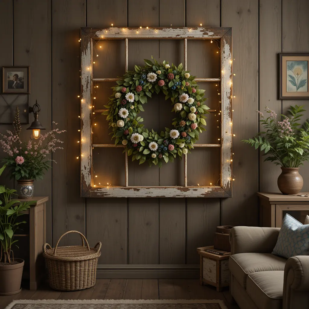 Repurposed Window Frame Decor
