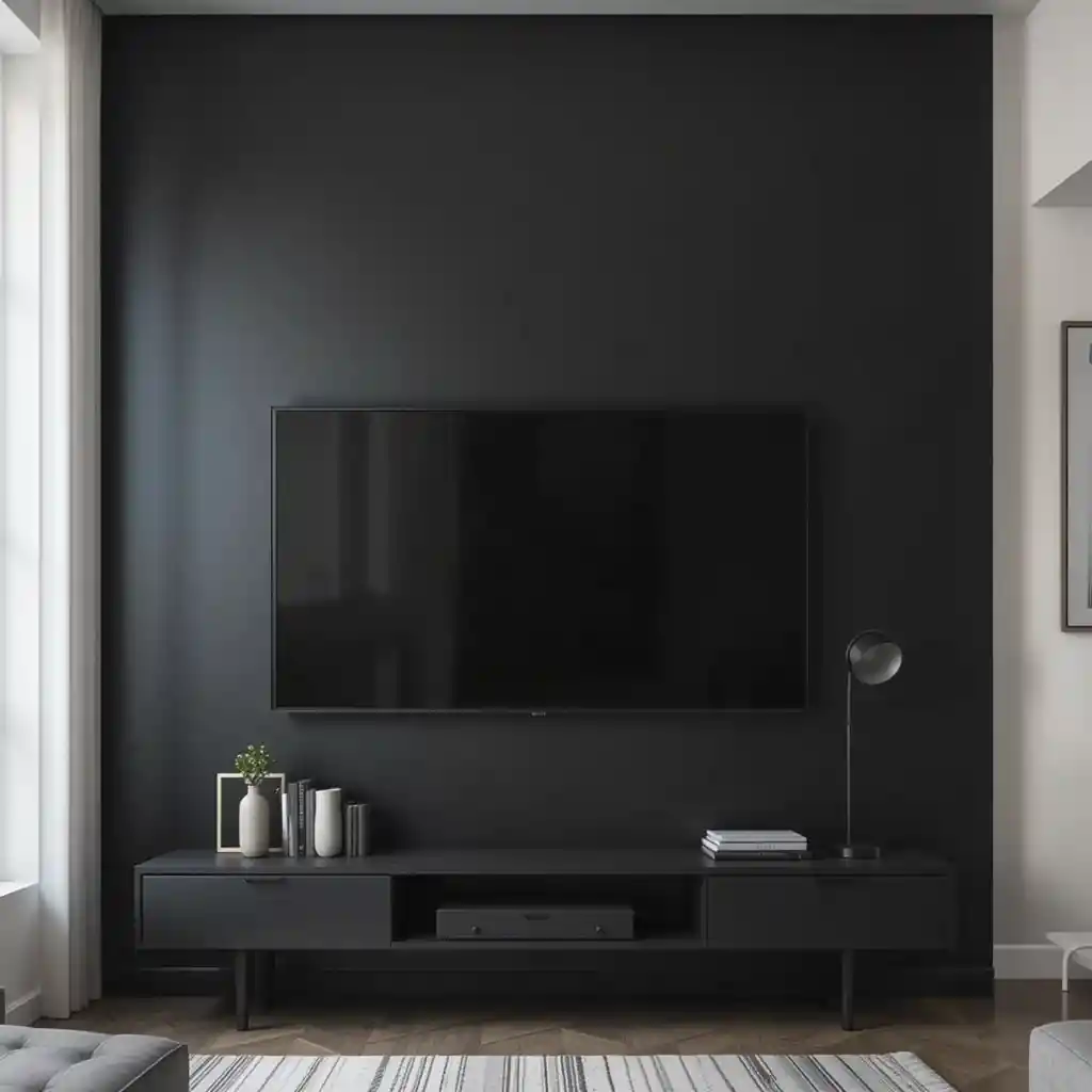 Sleek Black TV Wall