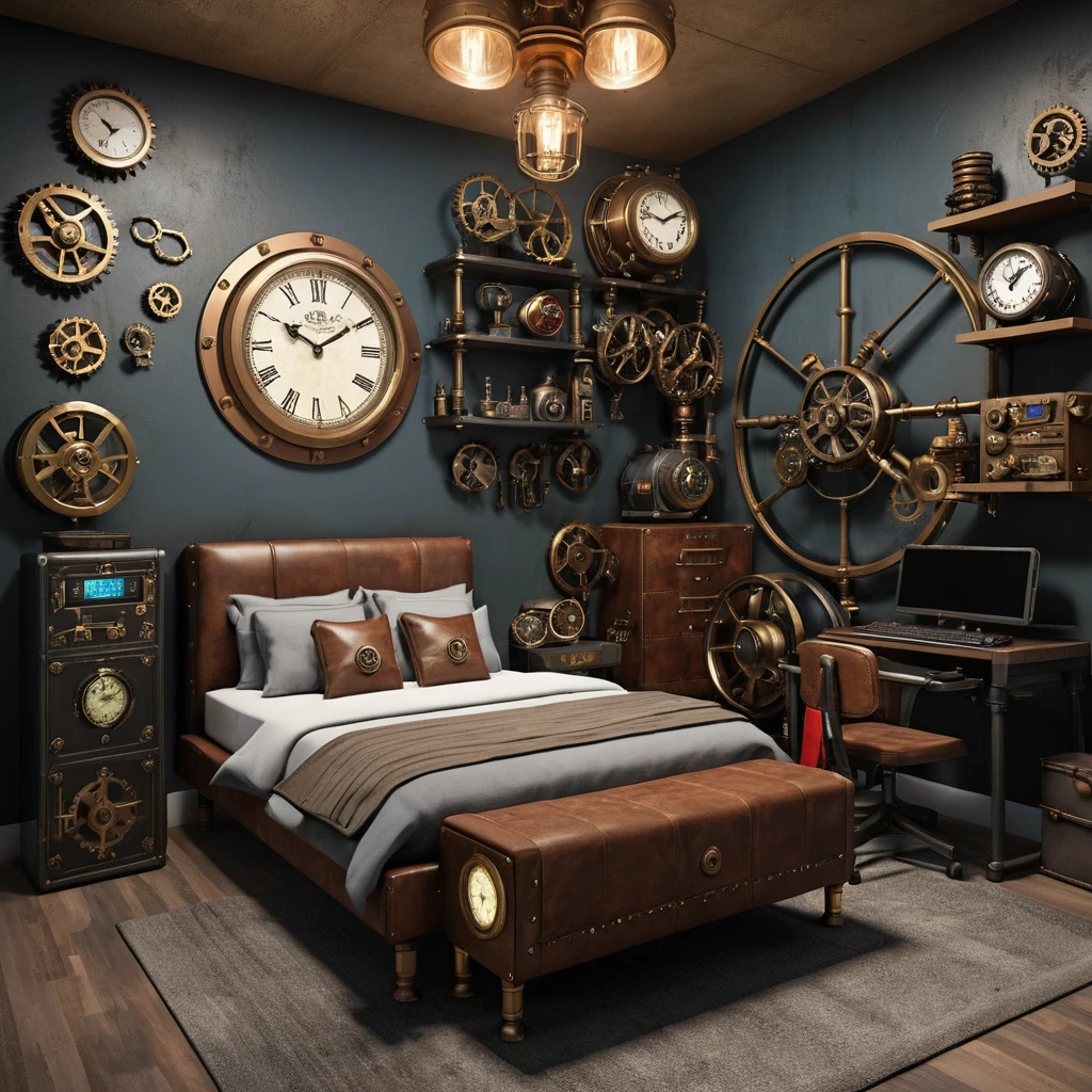 Steampunk-Inspired Gaming Bedroom