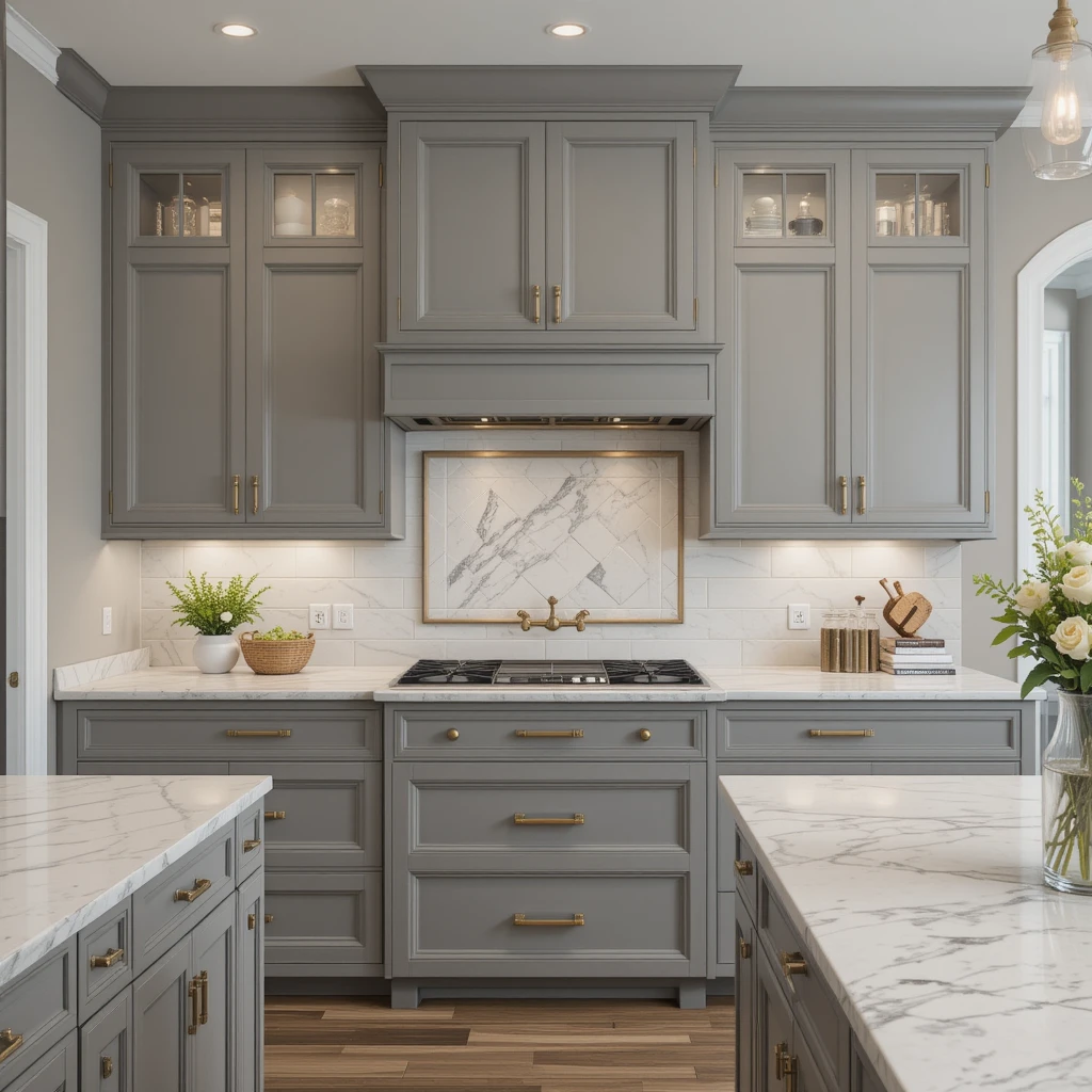 Transitional Style Gray Cabinets