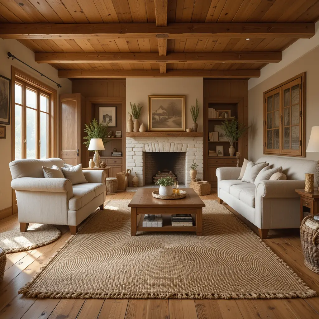 Warm Wood Flooring with Jute Rugs
