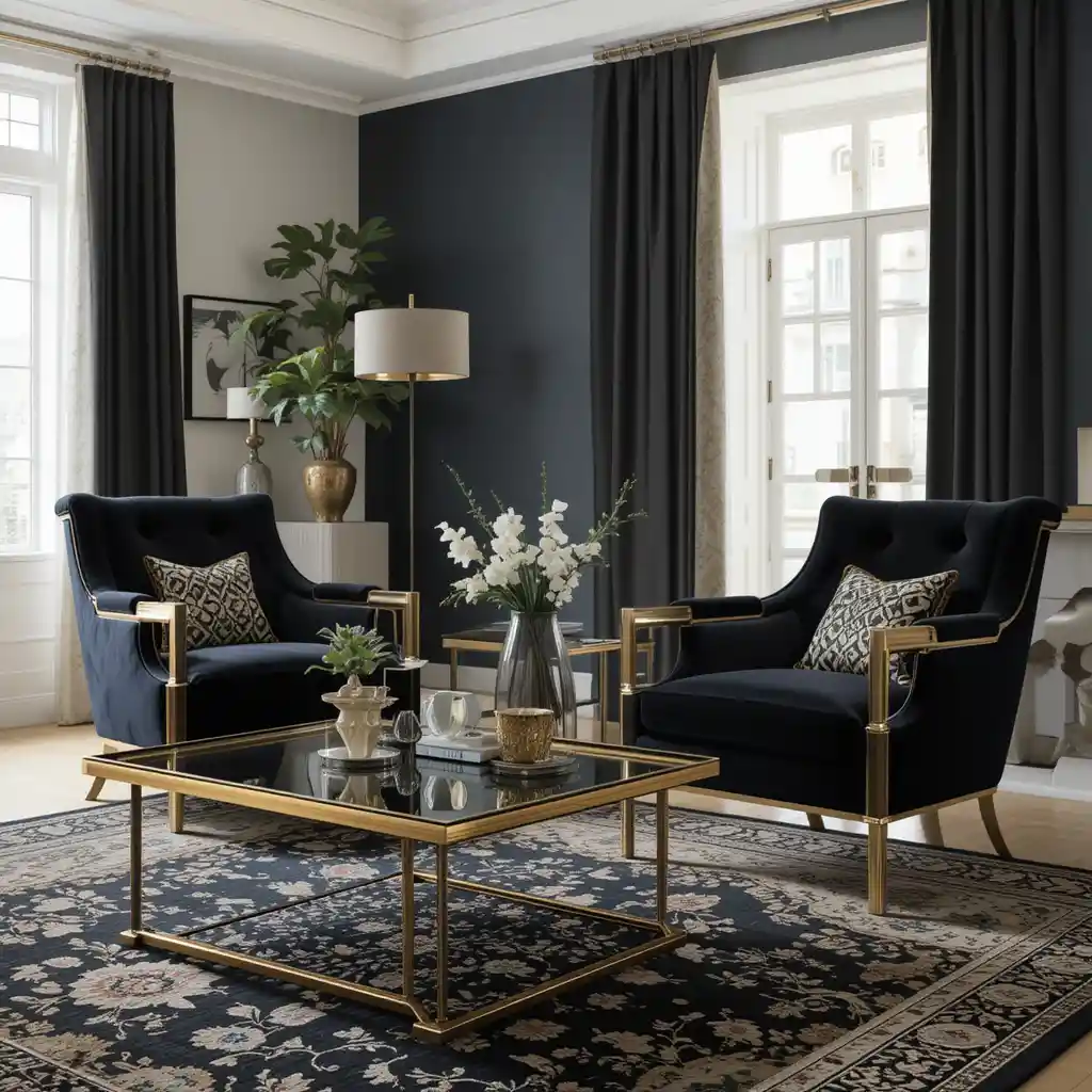Black and Gold Accent Chairs