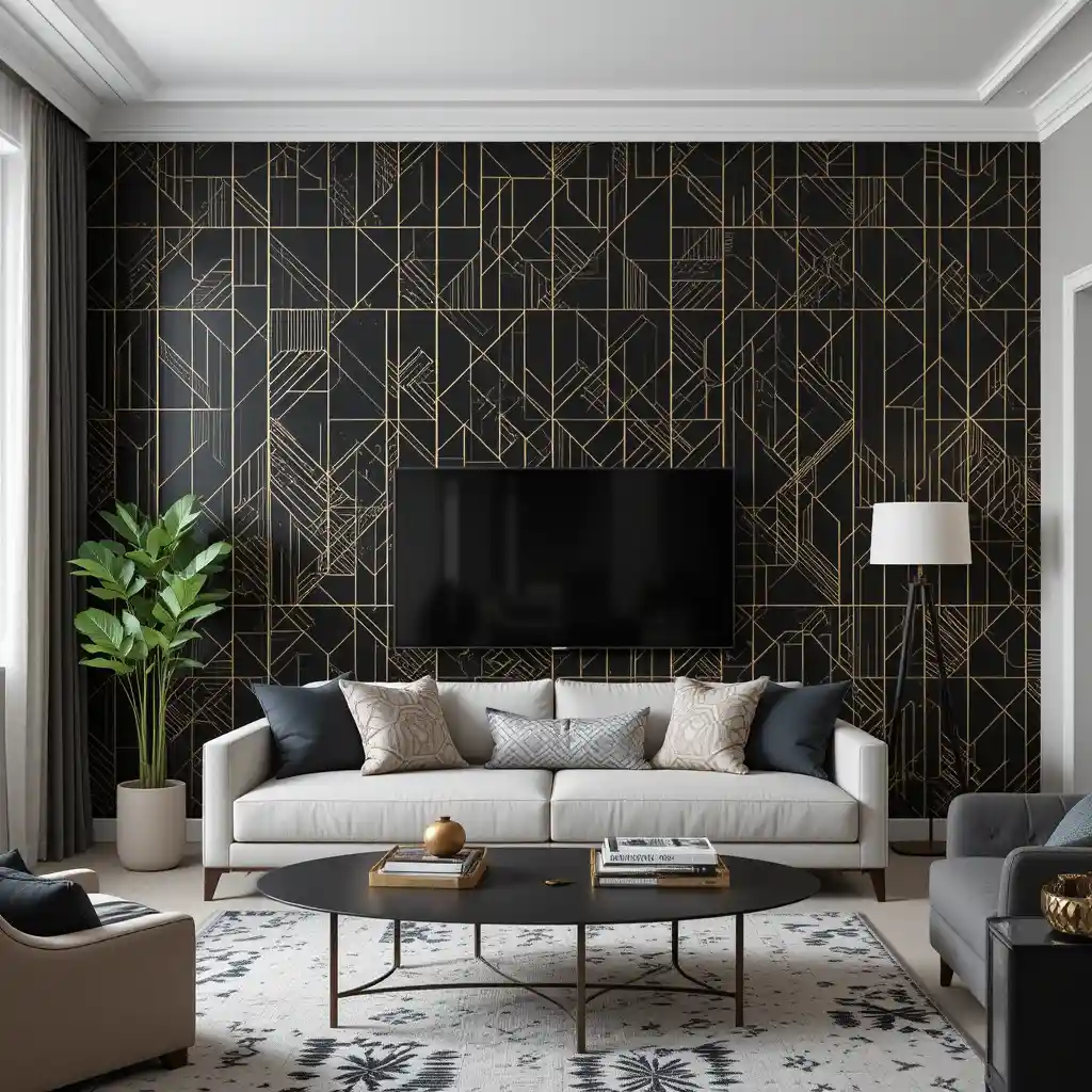 Black and Gold Geometric Wallpaper