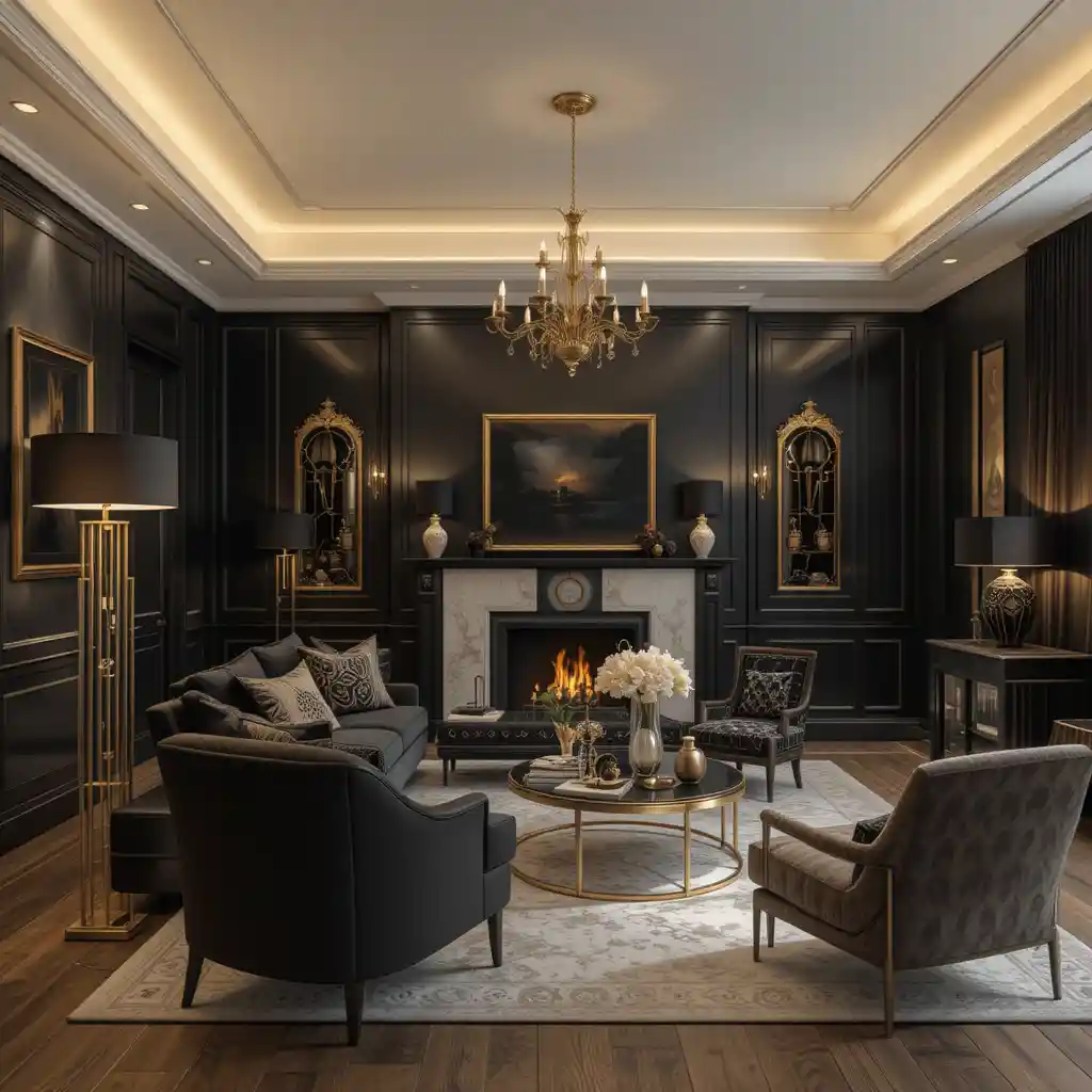 Black and Gold Layered Lighting