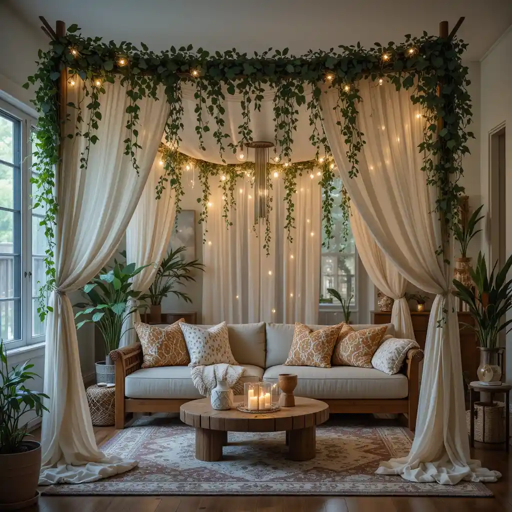 Bohemian Canopy with Flowing Greenery