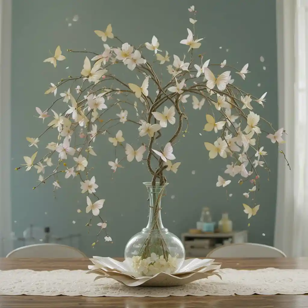 Butterflies on a Floral Vine